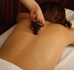 Master Massage Hot Stone, Mushroom Basalt Stone, In Use During Massage 
