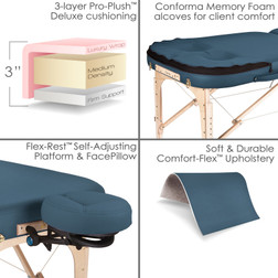 Earthlite INFINITY Conforma Portable Massage Table PACKAGE features