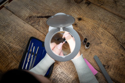 Rechargeable HALO GO 2 Magnifying LED Lamp in use