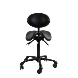 Master Massage Saddle Stool + Backrest, BERKELEY, Two Tilting, Black, Front View 