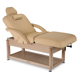 LEC NAPA Stationary Massage Table, Shelf Base salon top with accessories