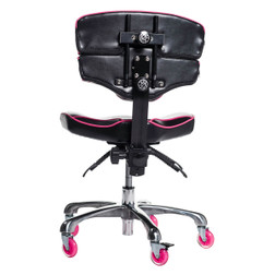 Comfort Soul MAKO Low Artist Chair, Black + Pink, Back View  Comfort Soul MAKO Low Artist Chair, Black + Pink, Back View
