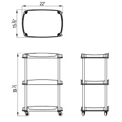 DIR Spa Medical Roller Cart, Dimensions