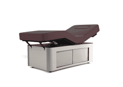 Oakworks Luxury Spa Treatment Table, TALISE, Astro Strandz Laminate, Ruby Top, Silver Corners, Optional ABC System Oakworks Luxury Spa Treatment Table, TALISE, Astro Strandz Laminate, Ruby Top, Silver Corners, Optional ABC System