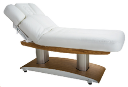 RENEWAL Double Pedestal Electric Treatment Table tilt back position RENEWAL Double Pedestal Electric Treatment Table tilt back position