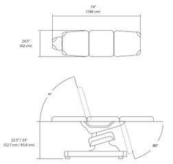 Silhouet-Tone Elite PLATINUM Tattoo Chair, Dimensions  Silhouet-Tone Elite PLATINUM Tattoo Chair, Dimensions