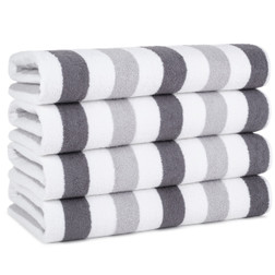 CABO Cabana Striped Spa & Resort Towels, 30" x 70" charcoal and gray