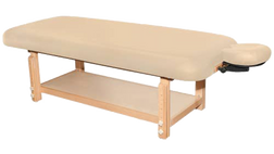 Earthlite Stationary Massage Table, Flat Top, Bottom Shelf, TERRA, Beige with headrest Earthlite Stationary Massage Table, Flat Top, Bottom Shelf, TERRA, Beige with headrest