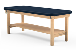 Oakworks POWERLINE Stationary Exam Table natural flat with shelf Oakworks POWERLINE Stationary Exam Table natural flat with shelf
