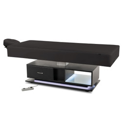 Everest Eclipse 2.0 Flat Top Electric Lift Massage Table, black upholstery with black lacquer