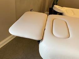Oakworks Massage Table Boiance Shelf being used as a headrest Oakworks Massage Table Boiance Shelf being used as a headrest