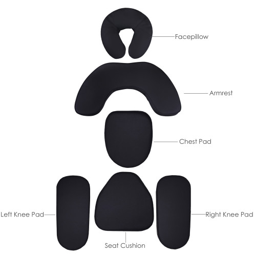 Earthlite Portable Massage Chair Replacement Pads, AVILA II, Black