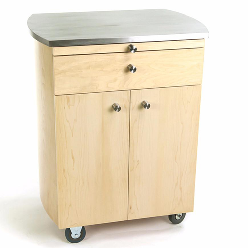 Touch America Rolling Spa Cabinet, TIMBALE, Stainless Steel Top, Maple