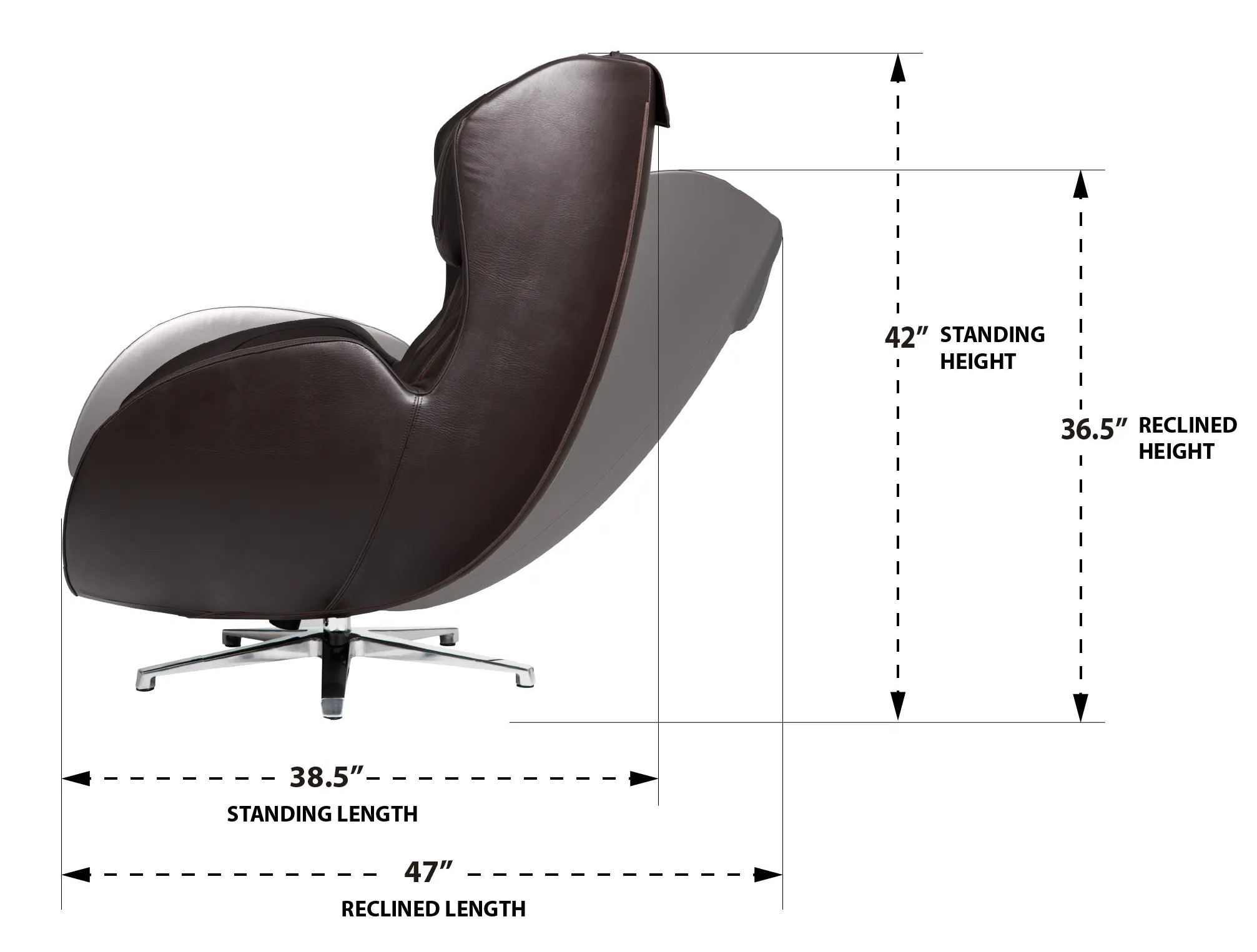 Bliss VL Massage Chair Dimensions side view