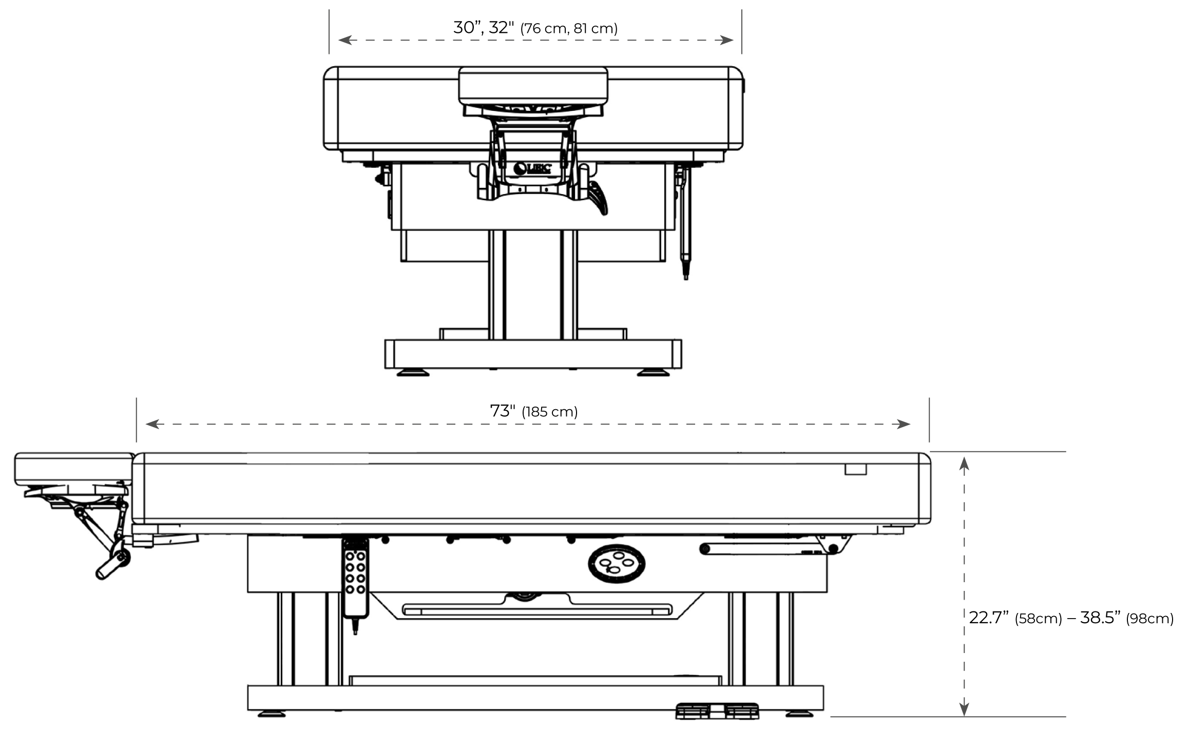 Cascade Multi-Treatment Table Dimensions