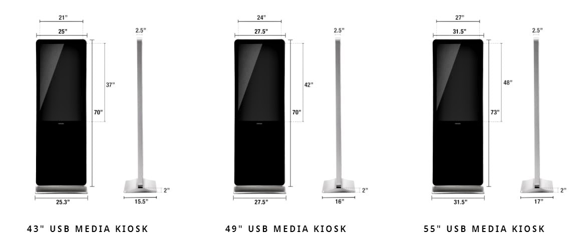 Ledscopic Display Board Vertical USB Media Player Dimensions