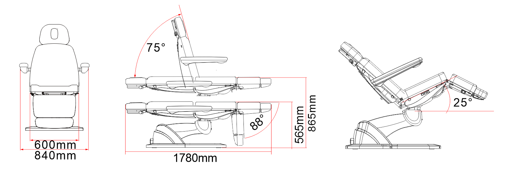 Novo Facial Chair Dimensions