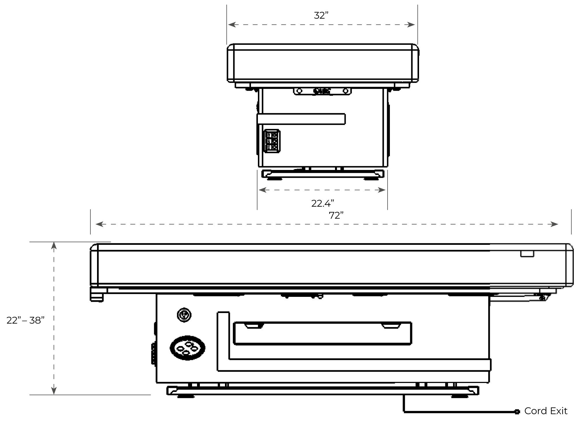 Radiance PT Treatment Table Dimensions