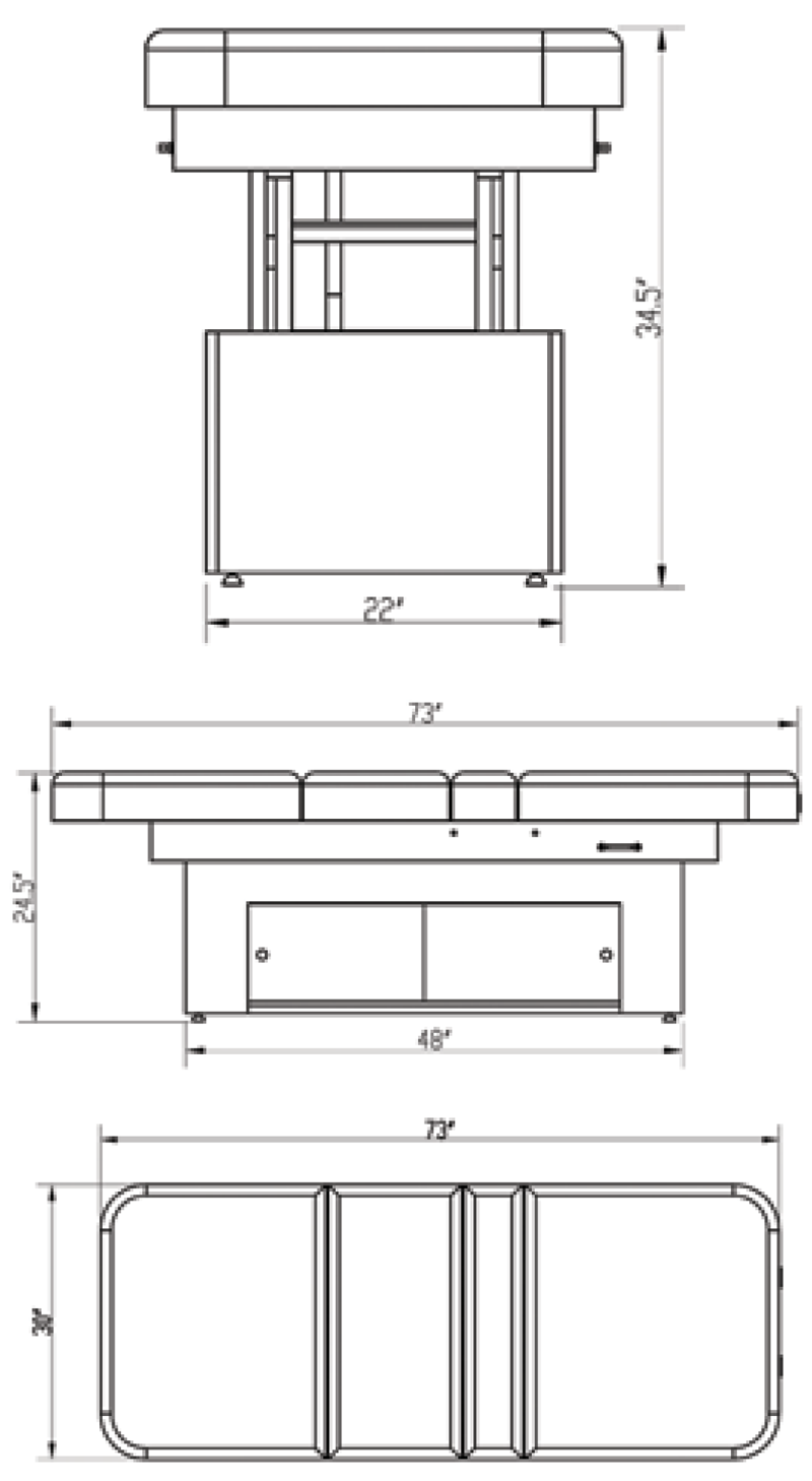 Sanya Treatment Table Dimensions