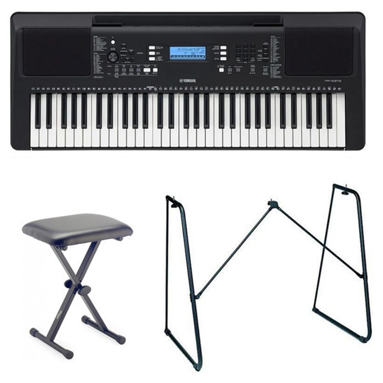 Yamaha PSR E373 Portable Keyboard Package with Remote Lesson, Black