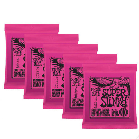 Ernie Ball Super Slinky Electric Guitar String Set ( 5 Set Deal )