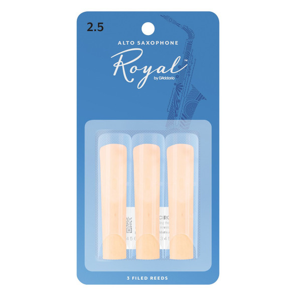 Rico Royal By D'Addario Alto Saxophone Reeds 2.5 Strength, Pack of 3