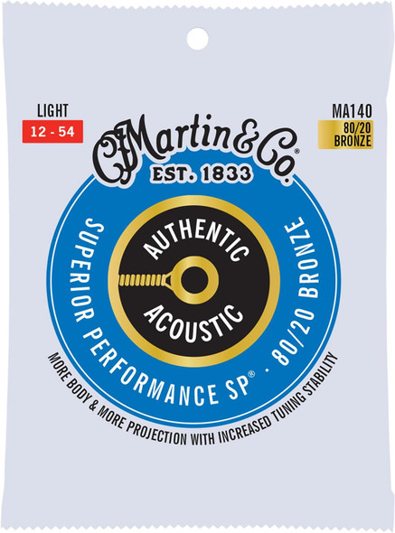 Martin MA140 light gauge bronze wound acoustic guitar string set