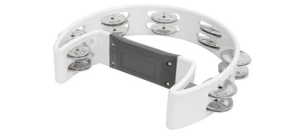 Tambourine  Half Moon Cutaway 16 Jingles White