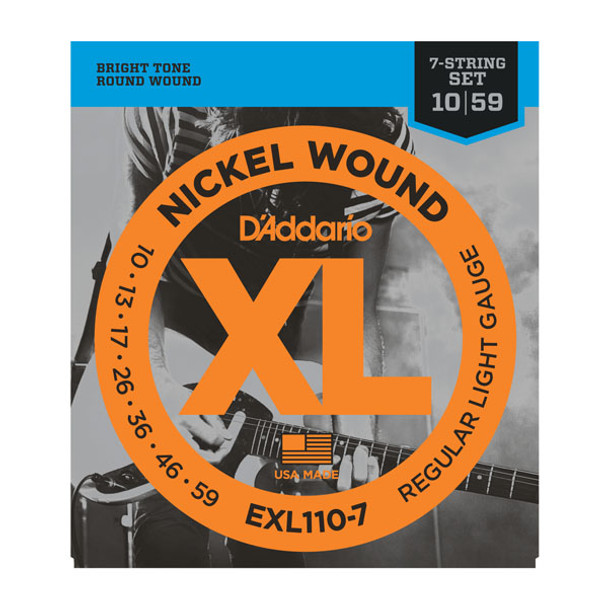 D'Addario EXL110-7 Nickel Wound, 7-String Electric Guitar Set, Regular Light 10-59