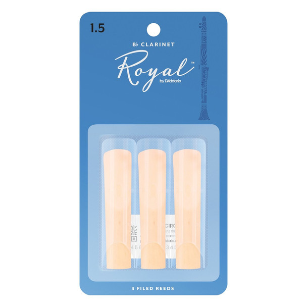 Rico Royal by D'Addario Clarinet Reeds 1.5 Strength, Pack of 3