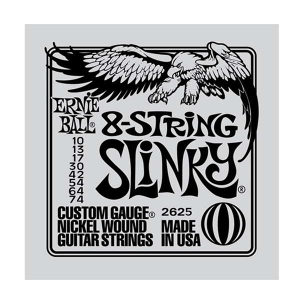 Ernie Ball Regular Slinky 2625 8-String Nickel Guitar Strings 10-74
