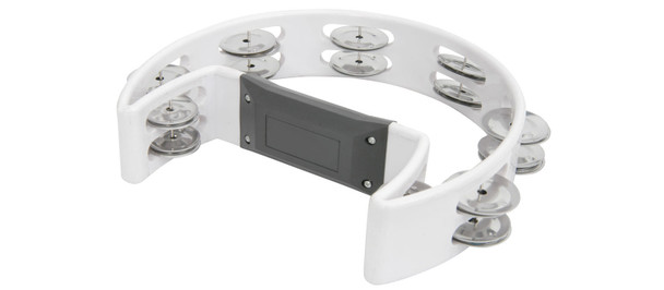 Tambourine  Half Moon Cutaway 16 Jingles White
