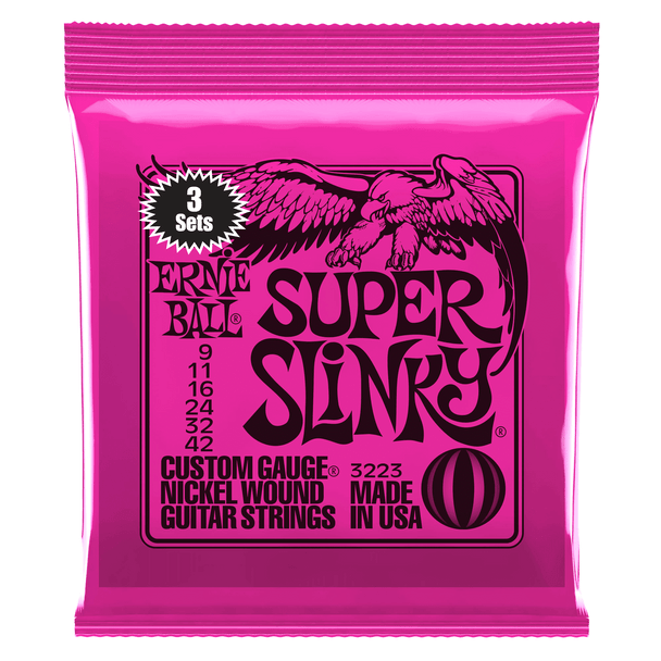 Ernie Ball Super Slinky Electric Guitar Strings 3 Pack (3223)
