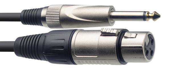 Microphone Cable 6 Metre  XLR Plug To Jack Plug