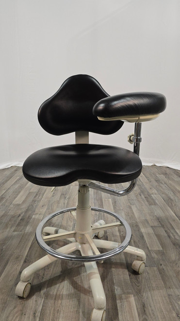 Brewer Dental Assistant Stool with Arm Rest & Foot Ring front view