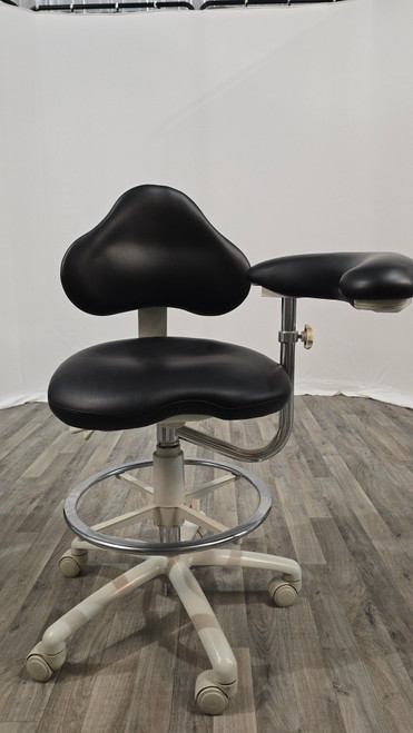 Brewer Dental Assistant Stool with Arm Rest & Foot Ring Front View