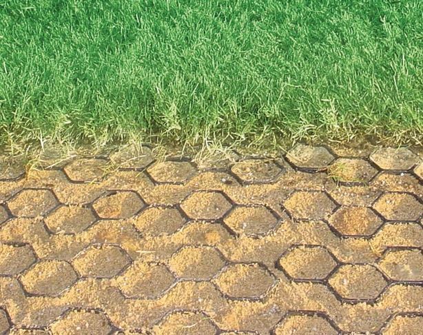 Roll of grass paver grid ready for deployment