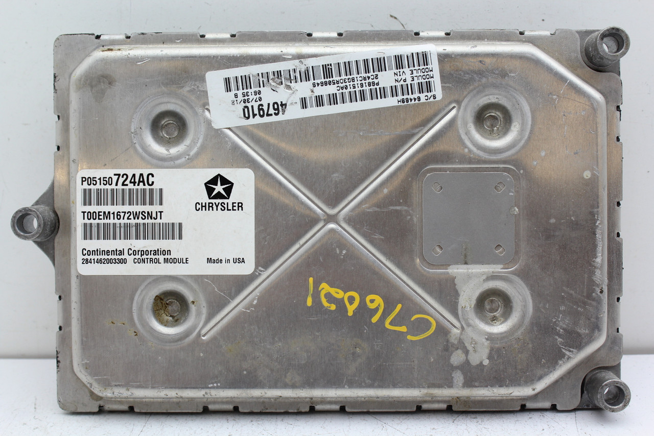 13 Dodge Avenger P05150724AC Computer Brain Engine Control ECU ECM EBX Module