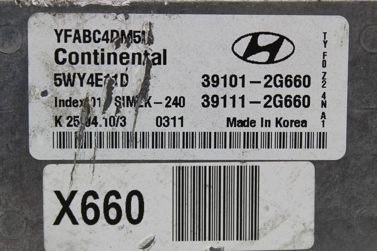 11 Hyundai Sonata 39111-2G660 Computer Brain Engine Control ECU ECM EBX Module
