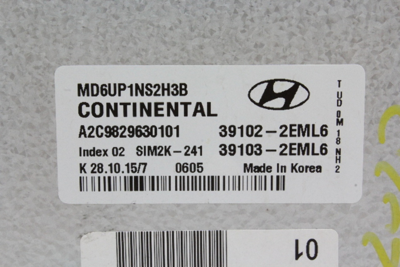 14-16 Hyundai Elantra 39103-2EML6 Computer Brain Engine Control ECU ECM Module 14-16 Hyundai Elantra 39103-2EML6 Computer Brain Engine Control ECU ECM Module