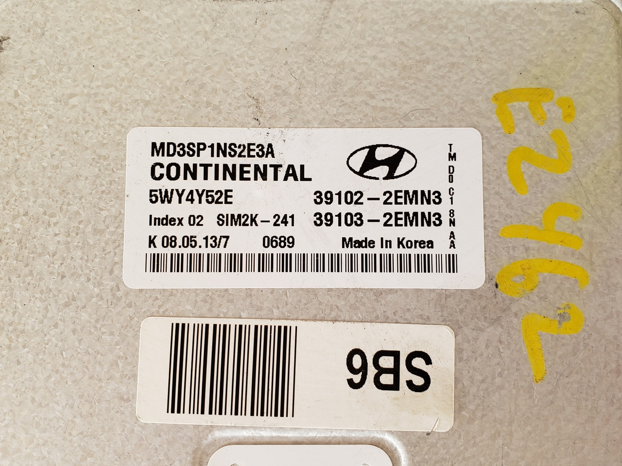2011-2013 Elantra 39103-2EMN3 Computer Brain Engine Control ECU ECM EBX Module