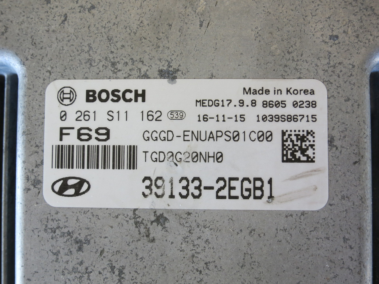 16 Hyundai Elantra 39133-2EGB1 Computer Brain Engine Control ECU ECM EBX Module