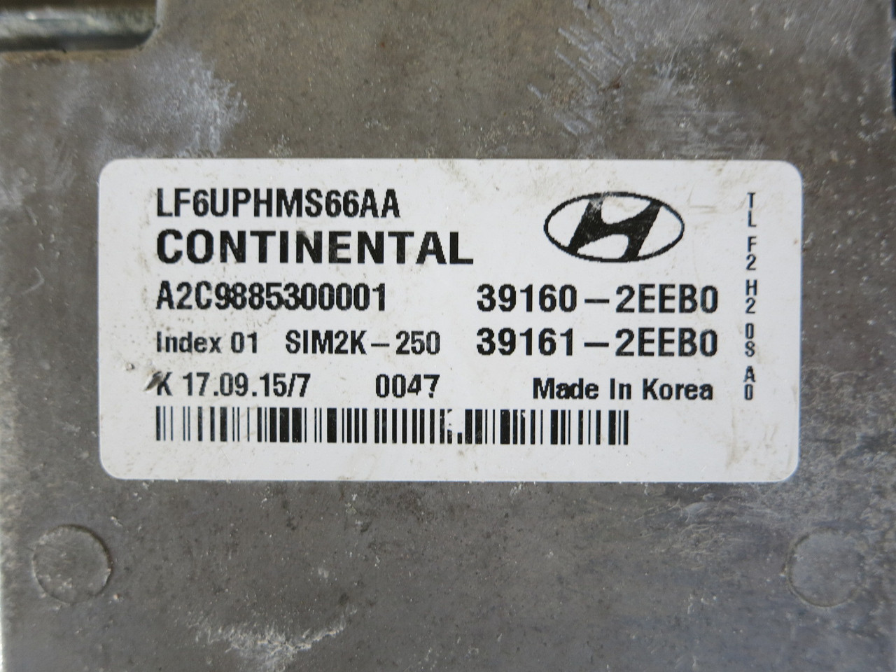 16 Hyundai Sonata 39161-2EEB0 Computer Brain Engine Control ECU ECM EBX Module