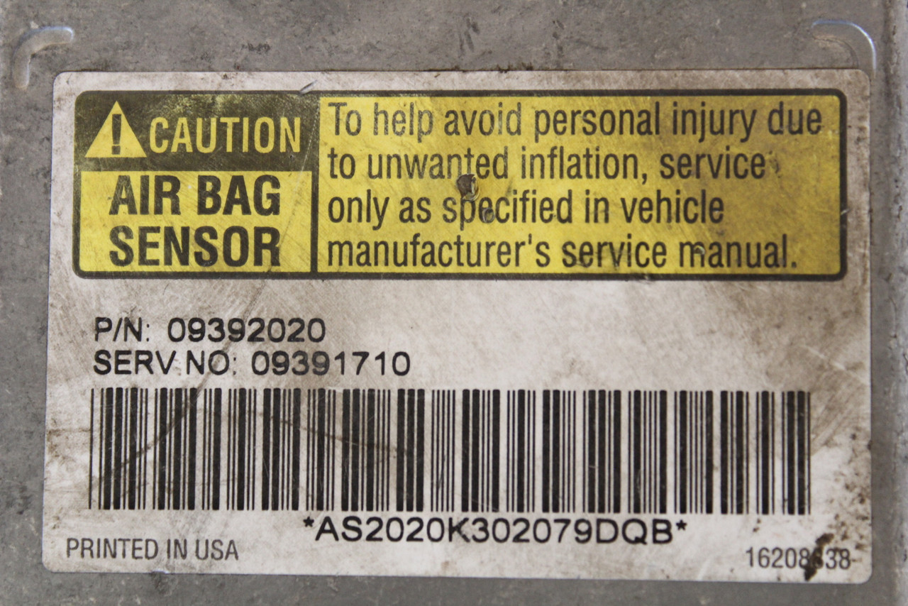 2000-2001 Venture 09391710 SRS Safety Restraint System Control Module Unit