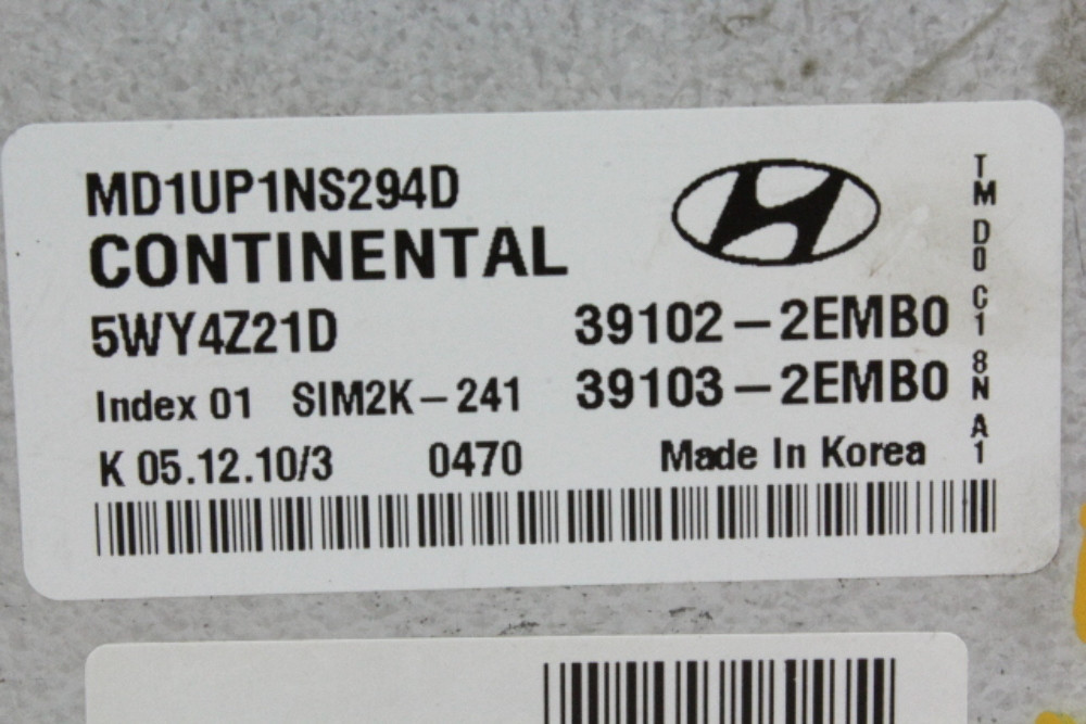 11 Hyundai Elantra 39103-2EMB0 Engine Control Module ECU ECM EBX Brain