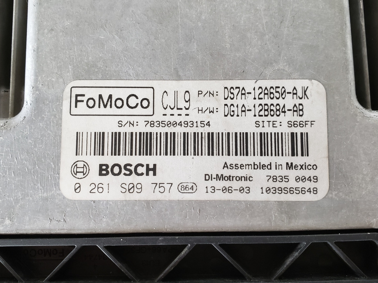 2013 Fusion DS7A-12A650-AJK Computer Brain Engine Control ECU ECM EBX Module