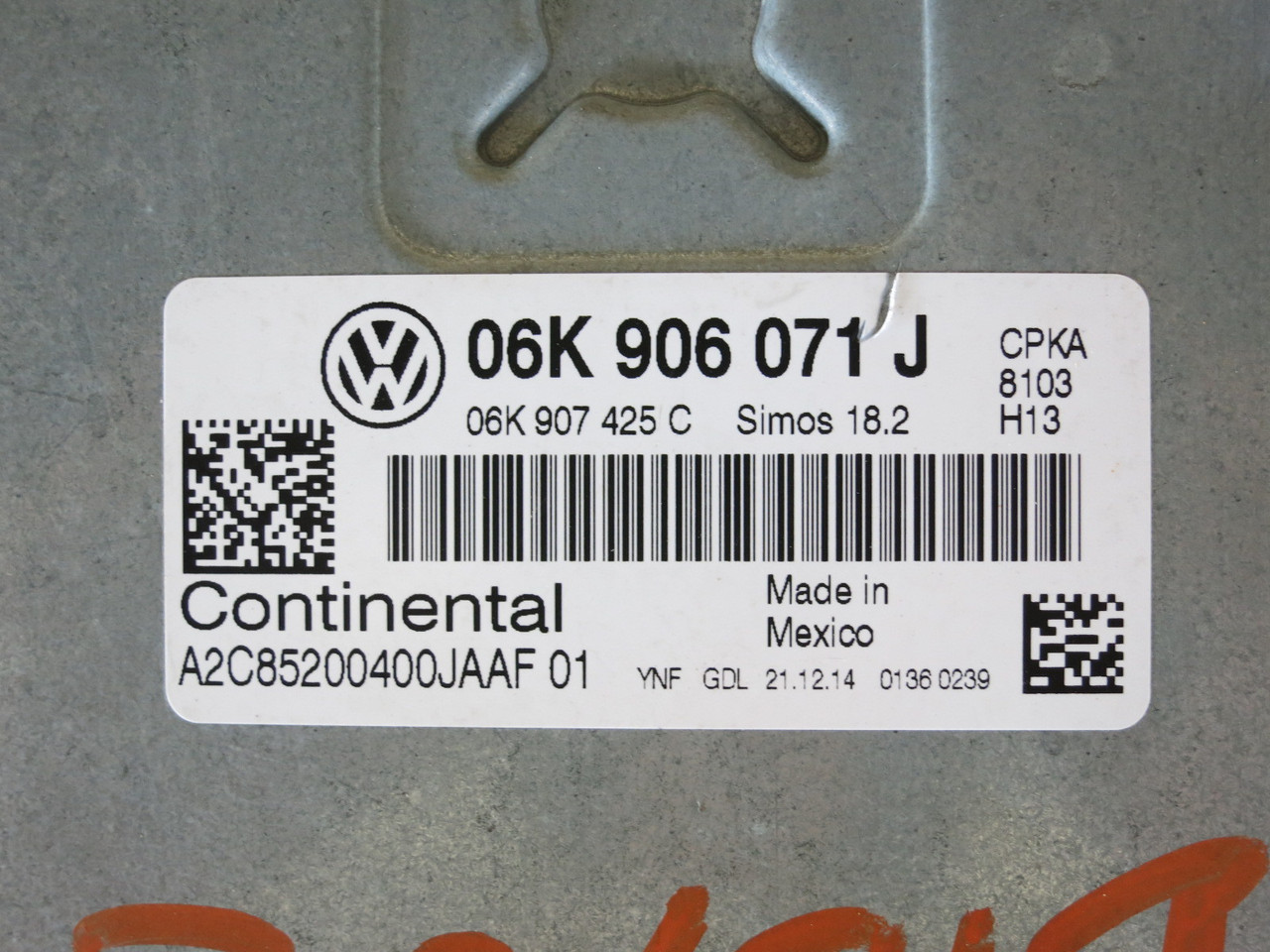 15 VW Passat 06K 906 071 J Computer Brain Engine Control ECU ECM EBX Module