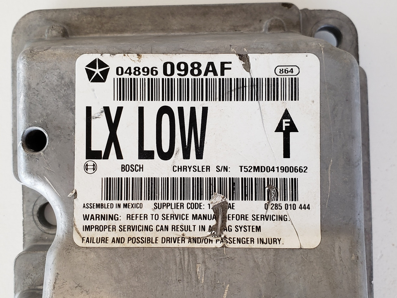 2008-2010 Chrysler 300 04896098AF SRS Safety Restraint System Control Module