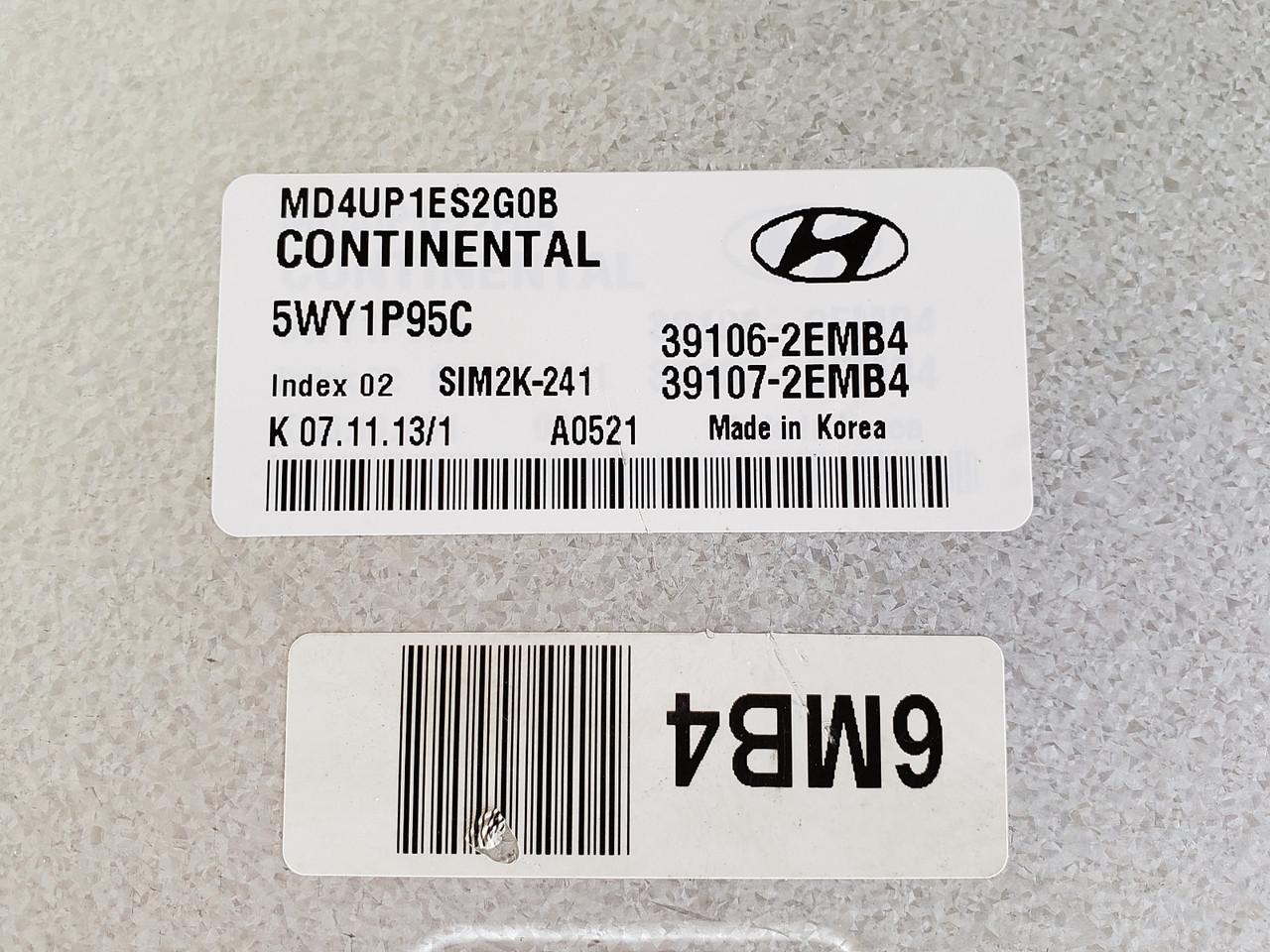 2014-2016 Elantra 39107-2EMB4 Computer Brain Engine Control ECU ECM EBX Module