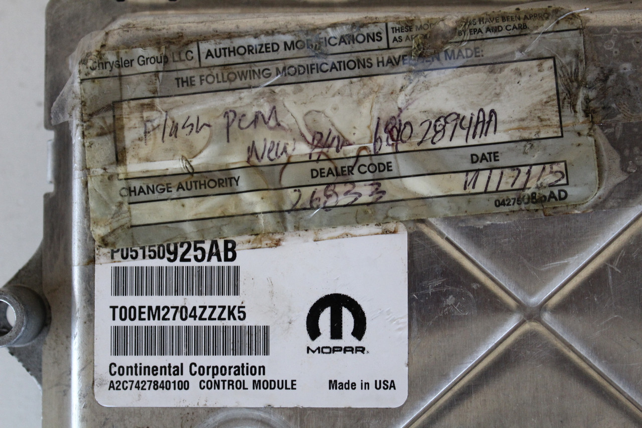 2015 Chrysler 200 P05150925AB Computer Brain Engine Control ECU